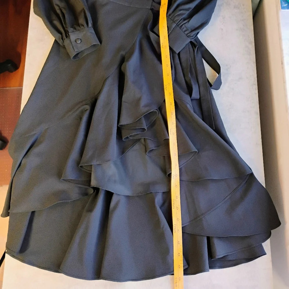 Yumi Kim Casanova Long Sleeve Wrap Dress Black Formal Cocktail Wedding Guest XS - Picture 13 of 15